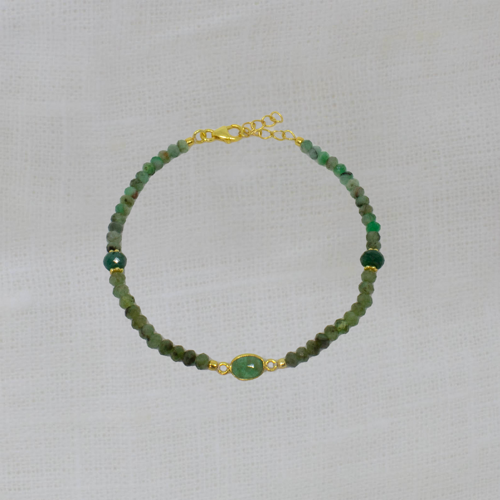 Emerald and Gold Beaded Bracelet - Beyond Biasa