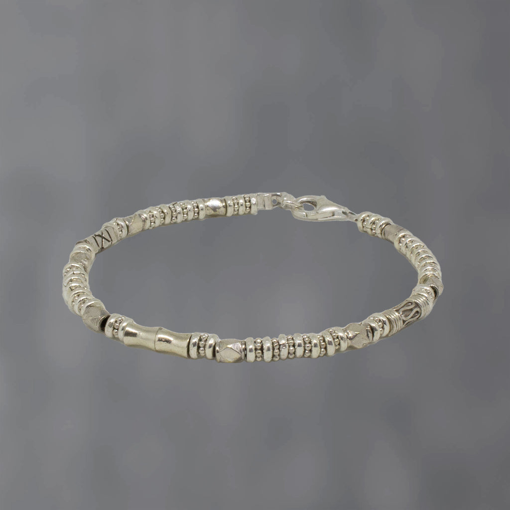 Sterling Silver beaded stacking bracelet - Beyond Biasa