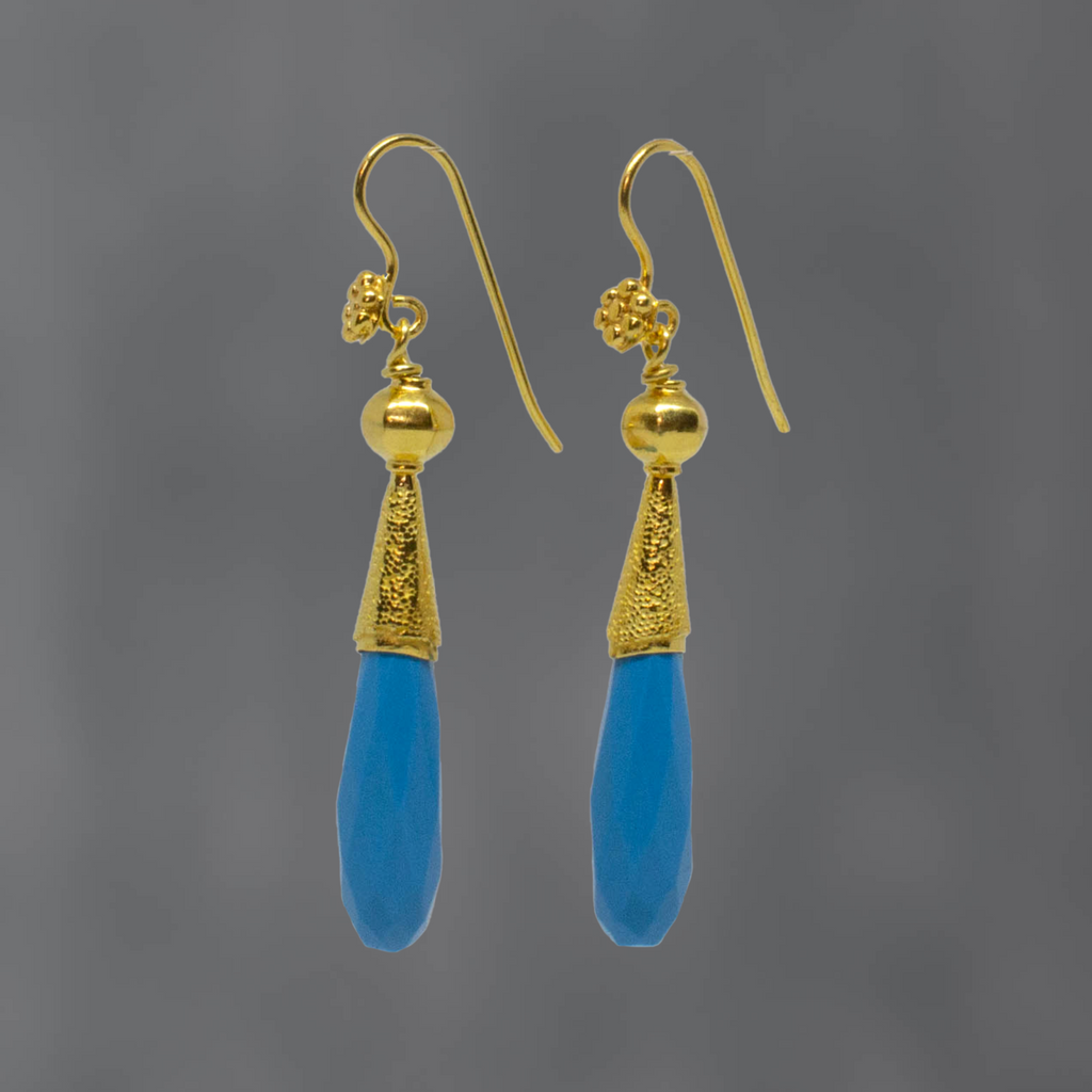 Turquoise and Granulation Drop Earrings - Beyond Biasa
