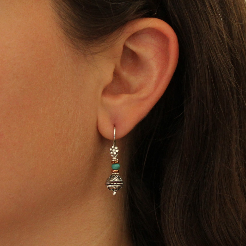 Silver and Copper Bali Granulation Earrings - Beyond Biasa