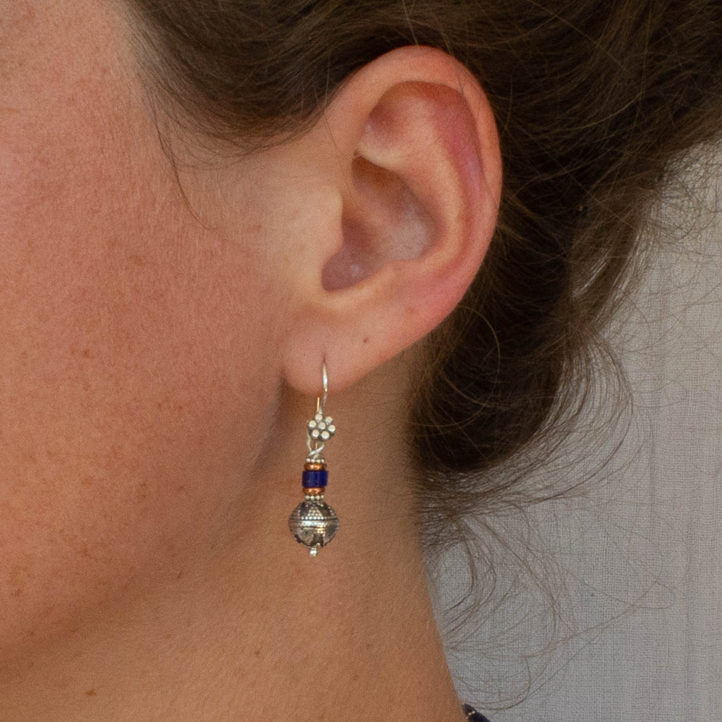 Silver and Copper Bali Granulation Earrings - Beyond Biasa
