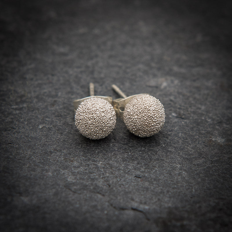 Granulation Ball Stud Earrings in Sterling Silver or Gold Vermeil - Beyond Biasa