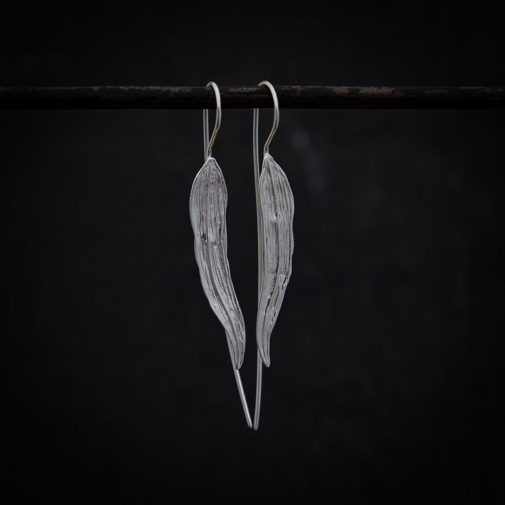 Long Leaf Earrings in Sterling Silver - Beyond Biasa