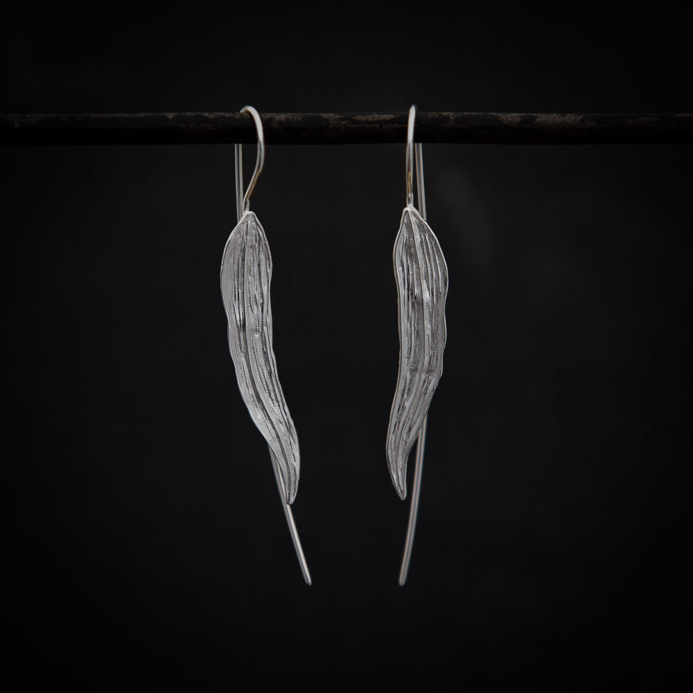 Long Leaf Earrings in Sterling Silver - Beyond Biasa