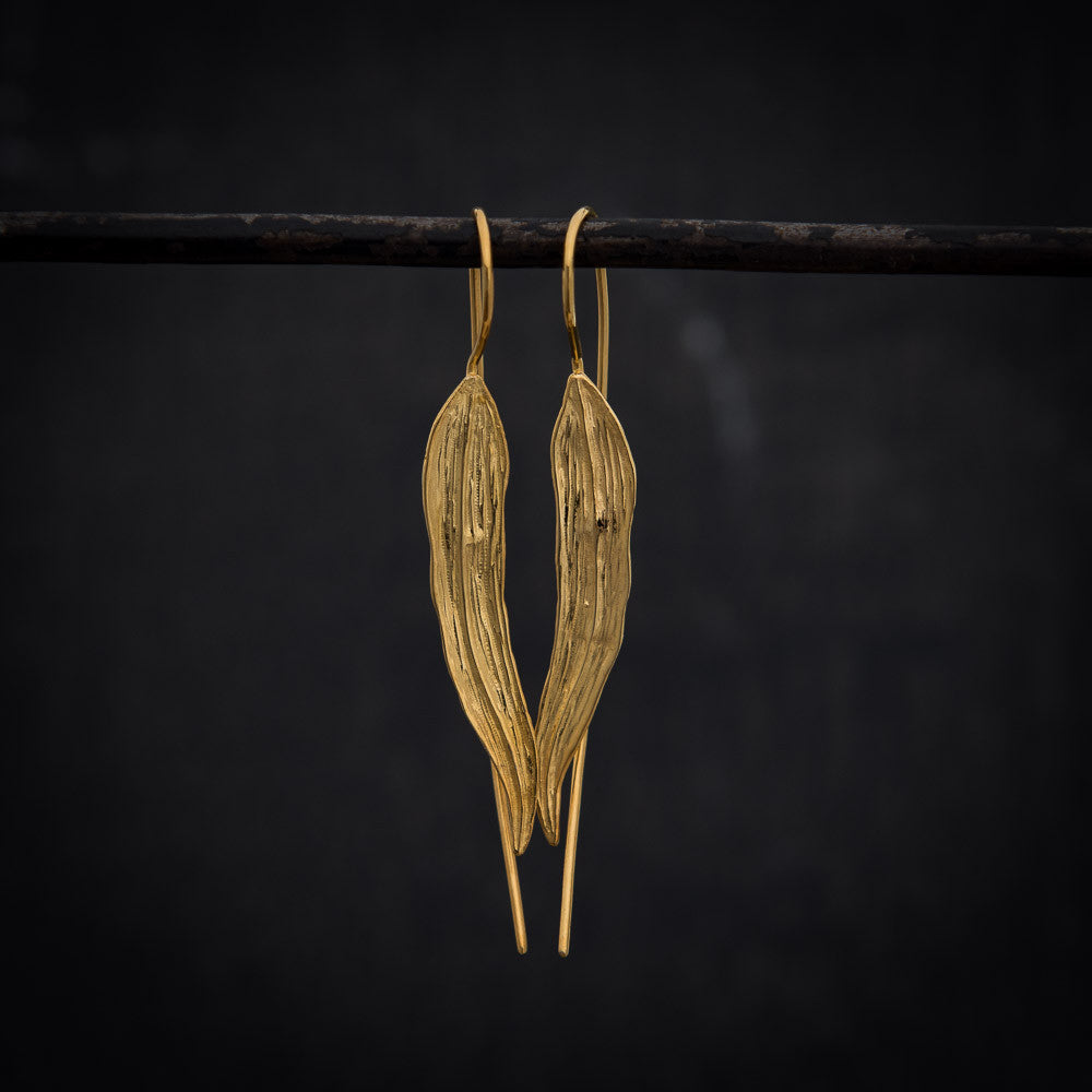 Long Leaf Earrings in Gold Vermeil - Beyond Biasa