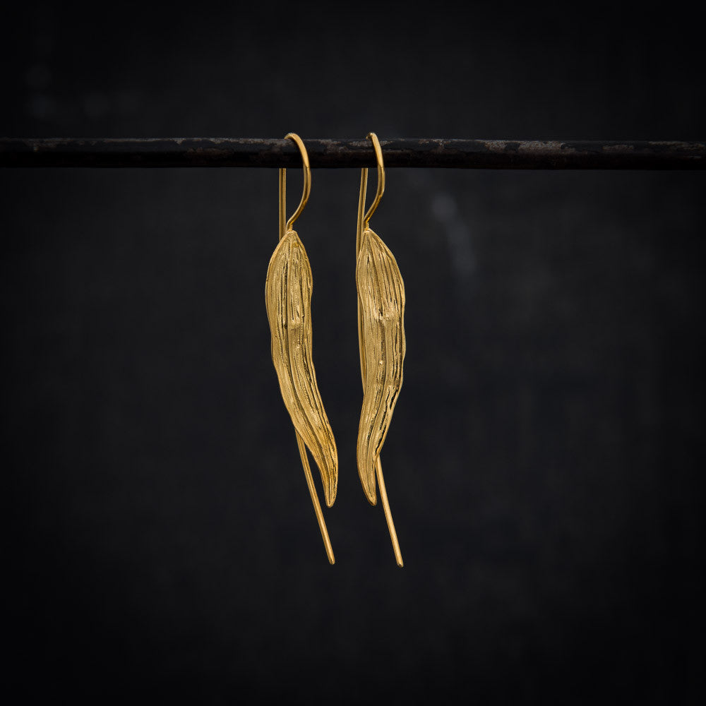 Long Leaf Earrings in Gold Vermeil - Beyond Biasa