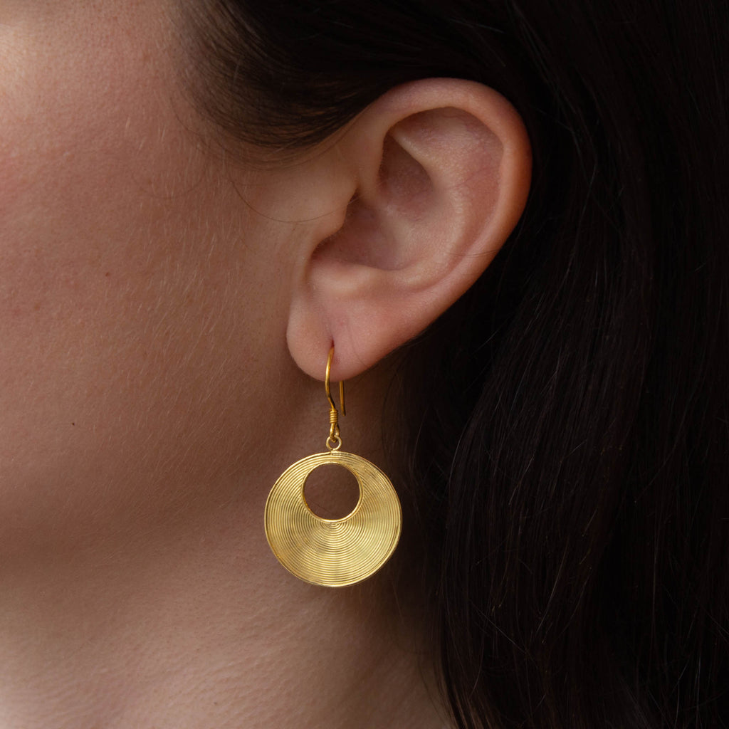 Gold Vermeil Wirework Round Drop Earrings - Beyond Biasa