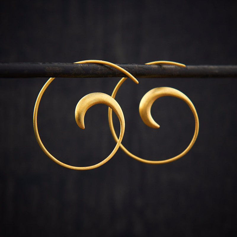 Swirl Hoop Earrings in Matt Gold Vermeil - Beyond Biasa