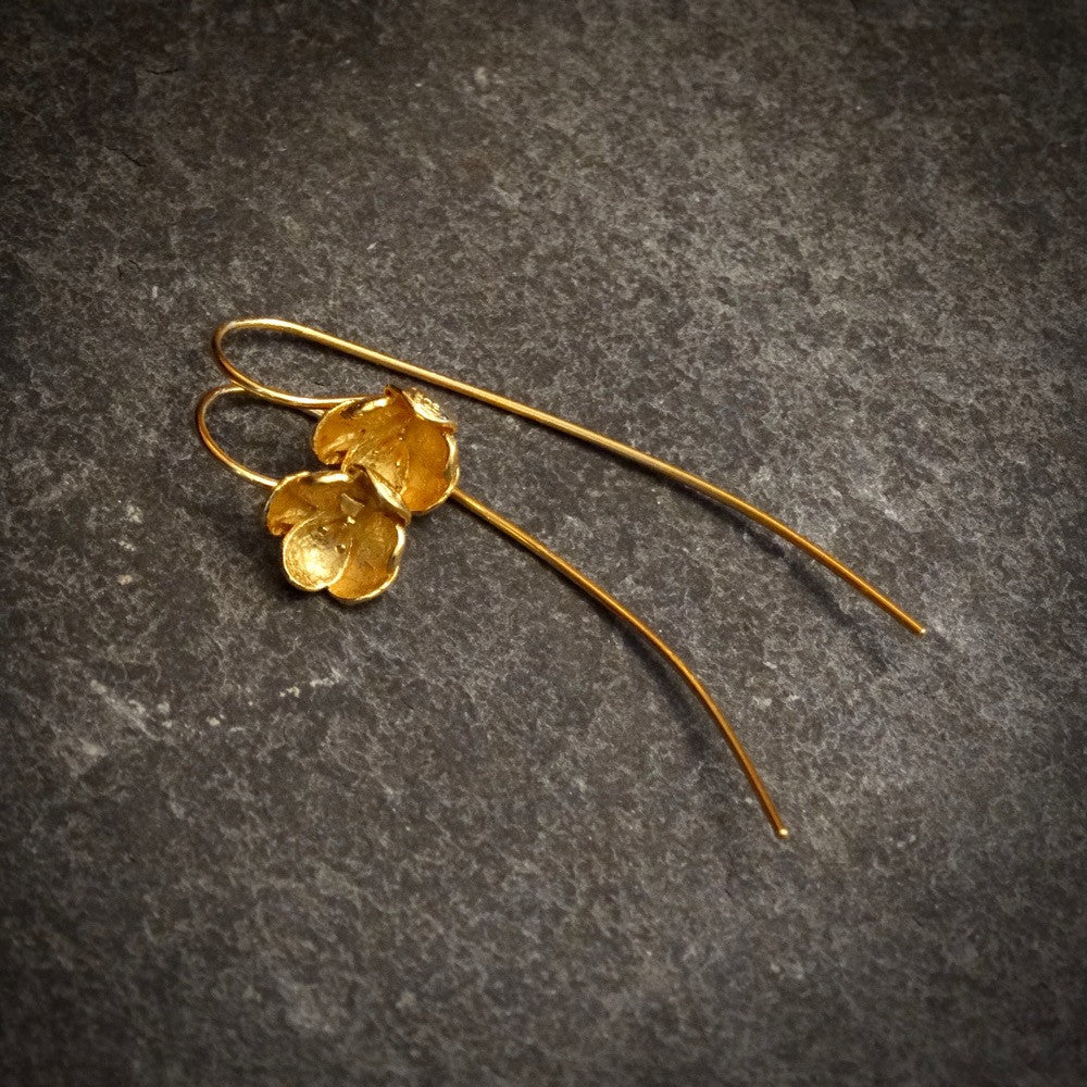 Long Flower Earrings in Gold Vermeil - Beyond Biasa