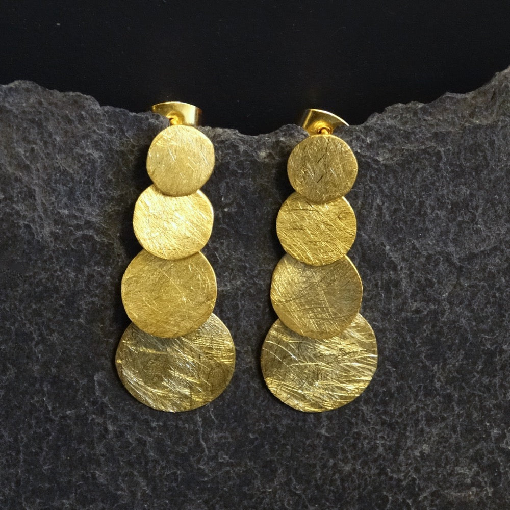 Brushed Gold Vermeil Circles Earrings - Beyond Biasa