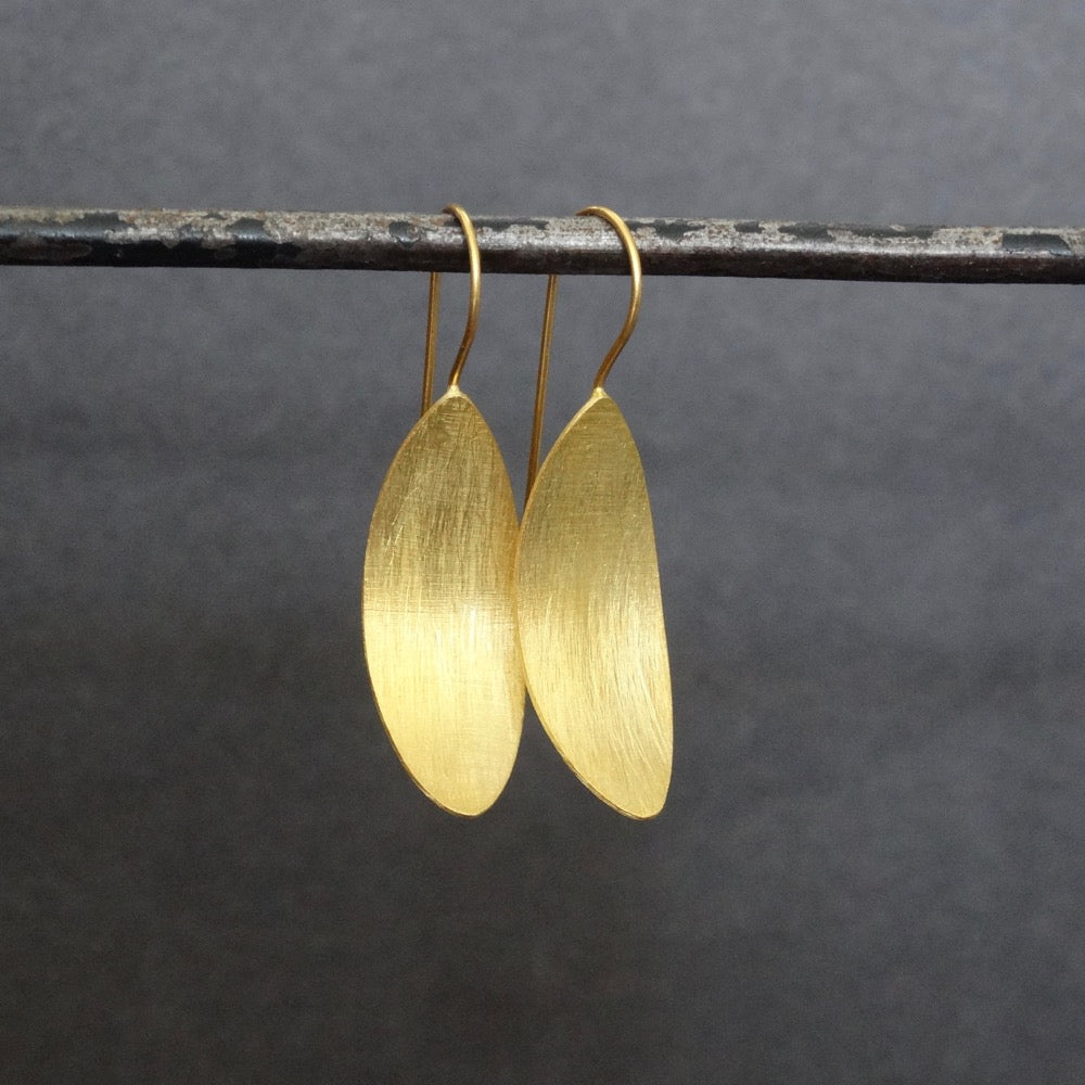 Brushed Silver or Brushed Gold Minimal Drop Earrings - Beyond Biasa