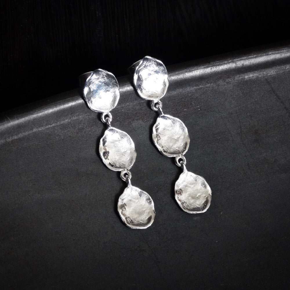 Sterling Silver Organic Circles Drop Earrings - Beyond Biasa