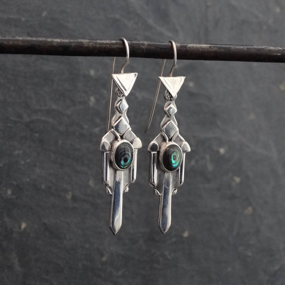 Sterling Silver and Abalone Art Deco Earrings - Beyond Biasa