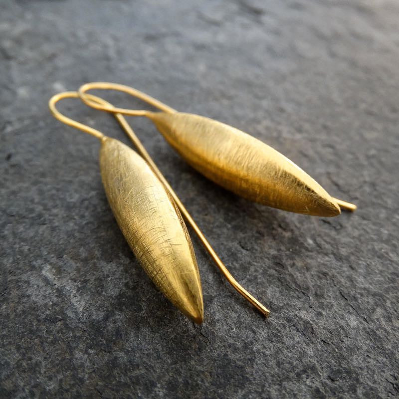 Brushed Gold Vermeil Spear Earrings - Beyond Biasa