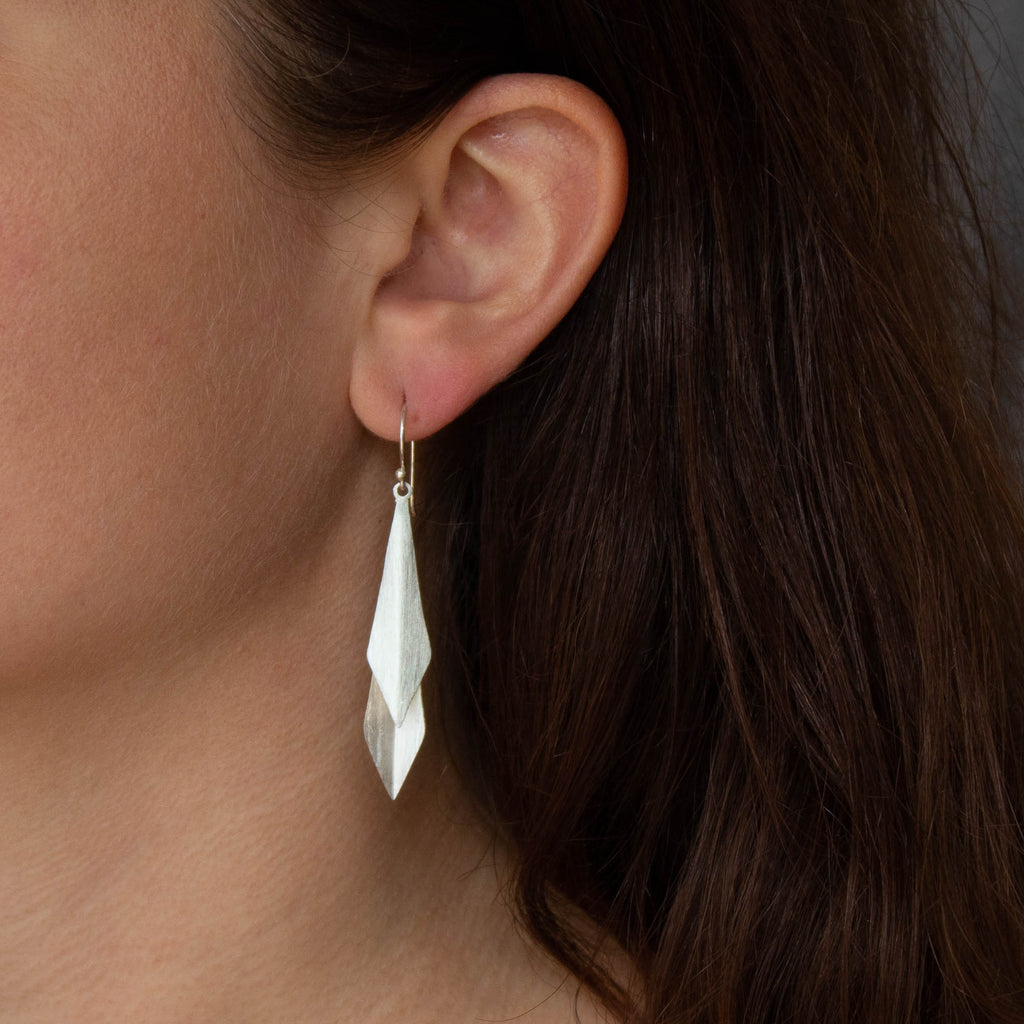 Brushed Geometric Drop Earrings - Beyond Biasa