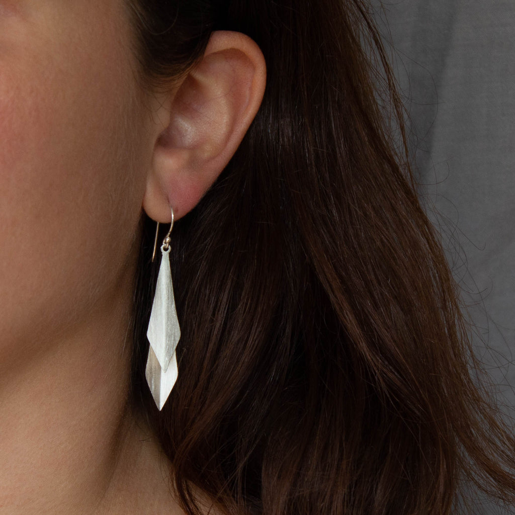 Brushed Geometric Drop Earrings - Beyond Biasa