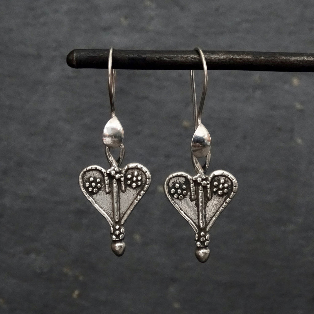 Oxidised Sterling Silver Heart Earrings - Beyond Biasa