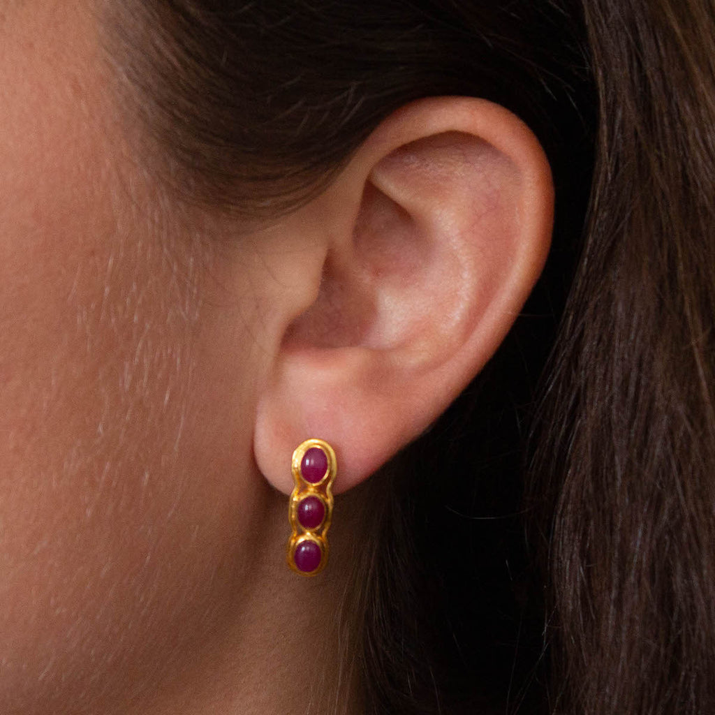 Ruby and Gold Vermeil Stud Earrings - Beyond Biasa