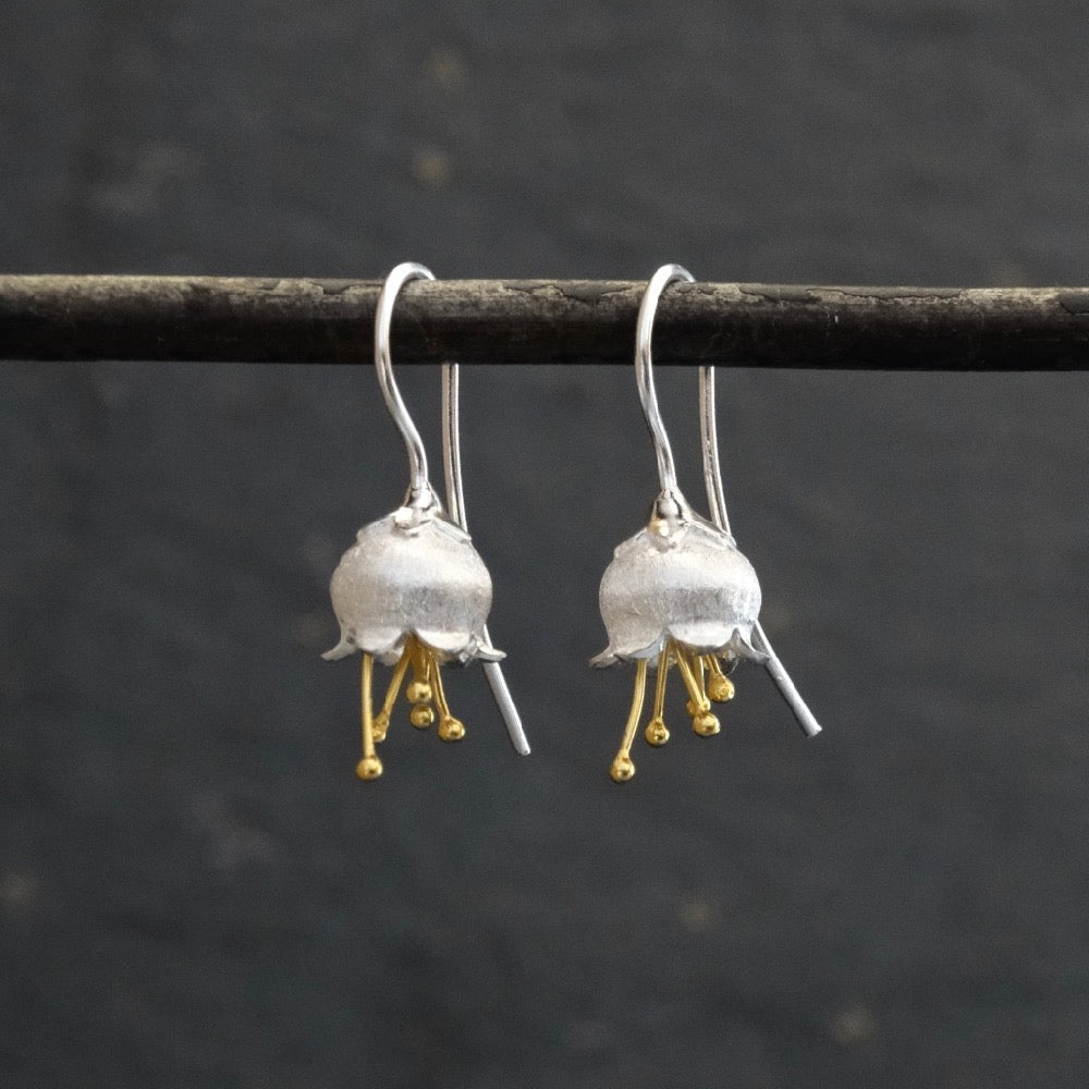 Bluebell Earrings in Brushed Silver and Gold - Beyond Biasa