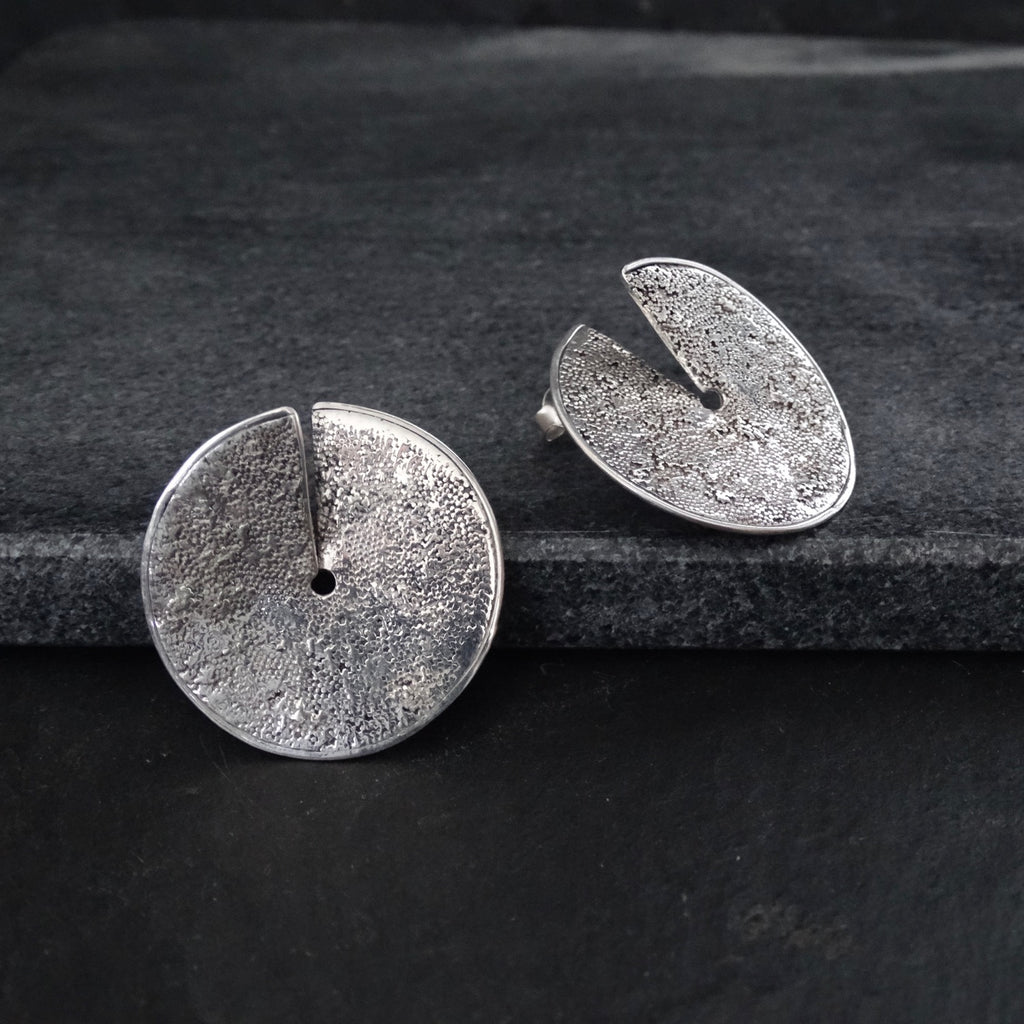 Sterling Silver Granulation Disc Earrings - Beyond Biasa