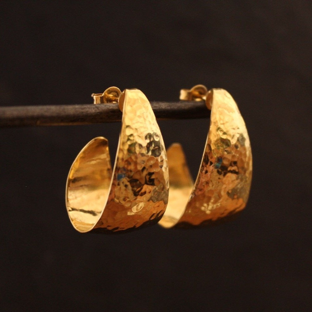 Gold Vermeil Hammered Hoop Earrings