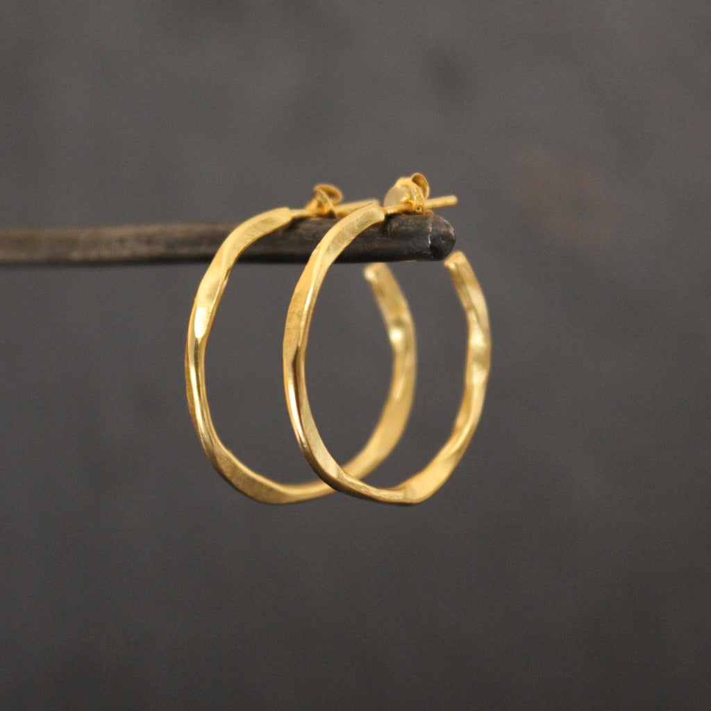 Organic Gold Vermeil Hoop Earrings - Beyond Biasa