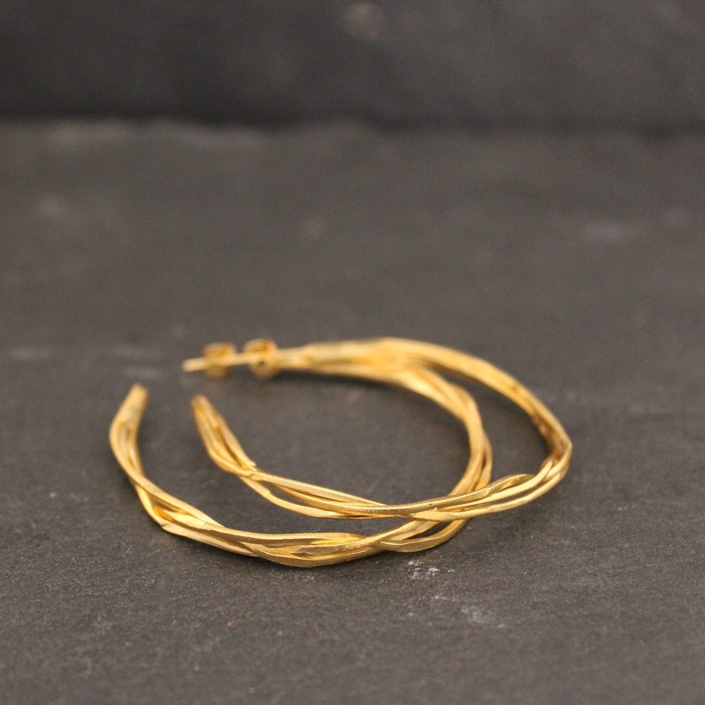 Textured Twist Gold Vermeil Hoop Earrings - Beyond Biasa