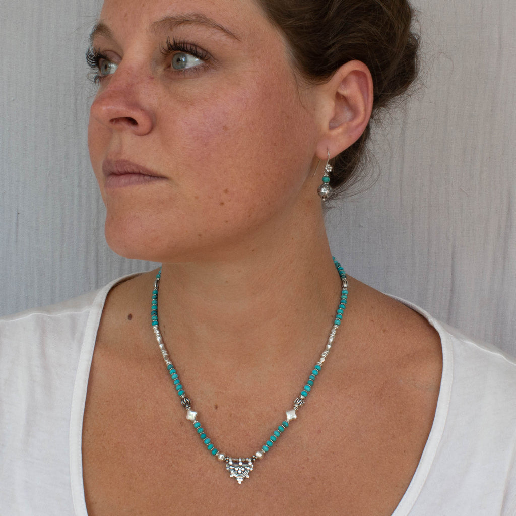 Silver and Gemstone Telsum Necklace - Beyond Biasa