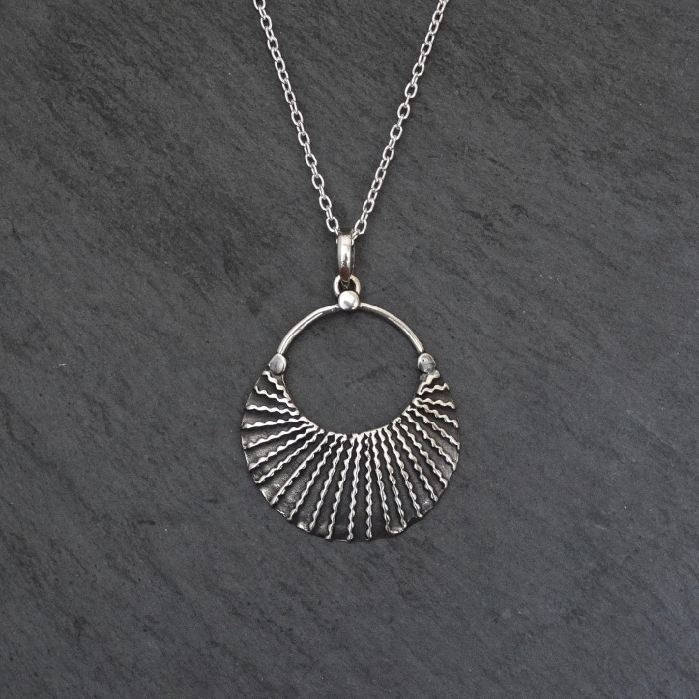 Textured Sterling Silver Pendant Necklace - Beyond Biasa