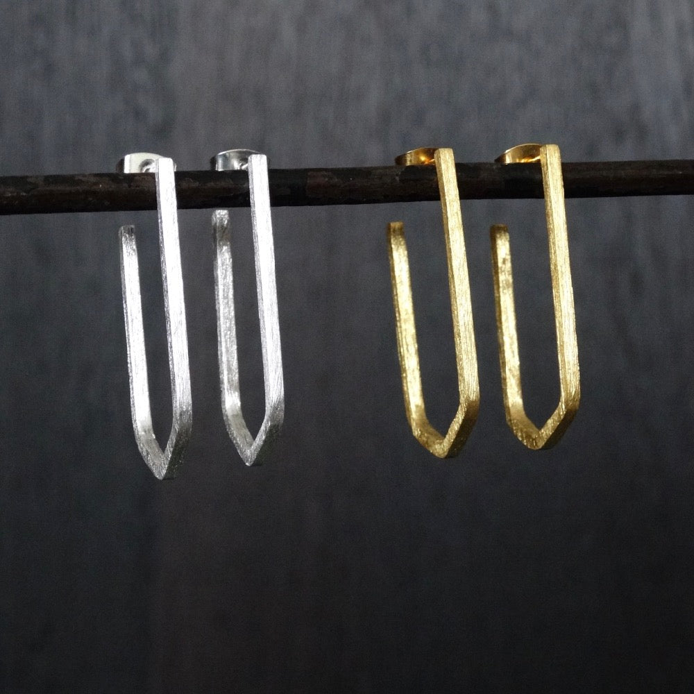 Geometric Hoop Earrings in Sterling Silver or Gold Vermeil - Beyond Biasa